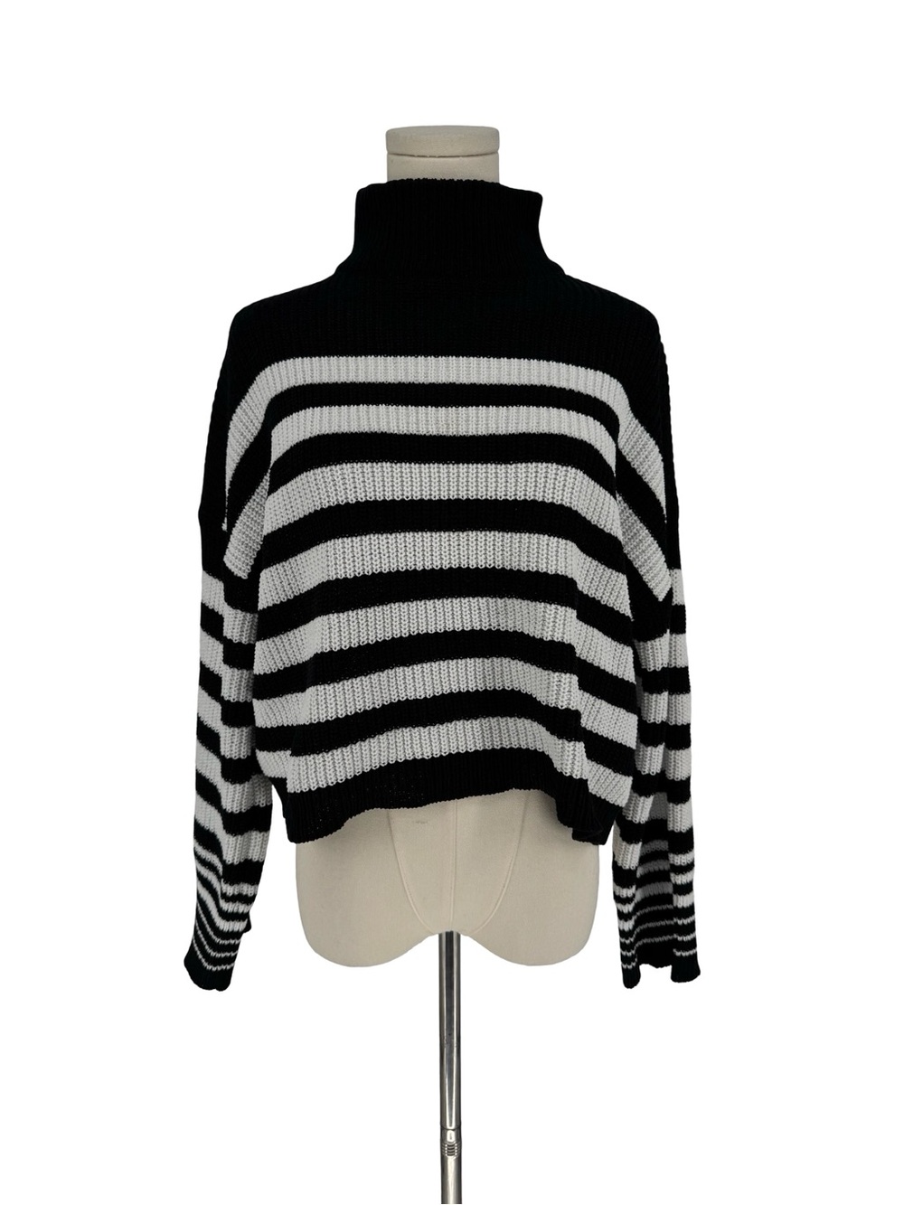 Sanctuary Black & White Striped Turtleneck Sweater Size XS